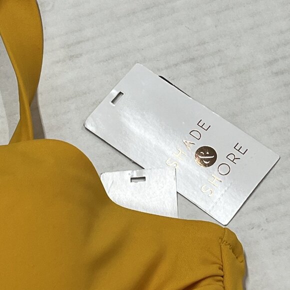 Shade & Shore Bikini Top Womens 34D Mustard Yellow One Shoulder Braided Swim - Picture 3 of 5